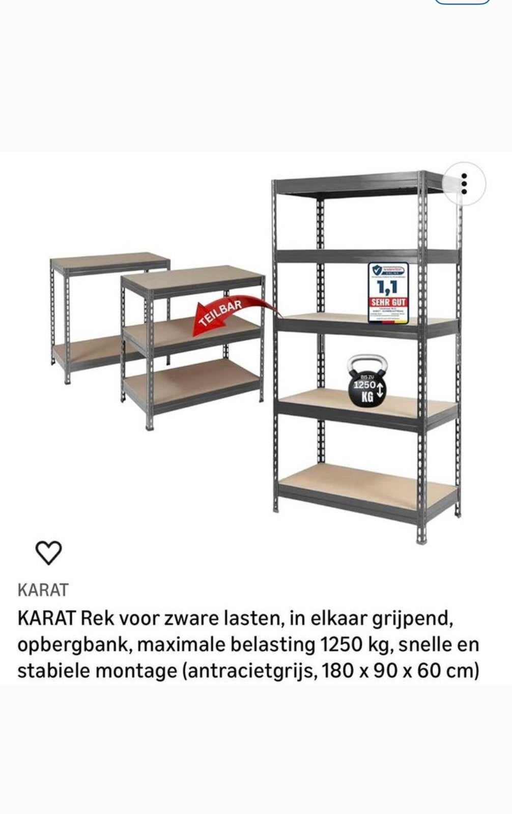 Stelling kast, Ophalen, Nieuw