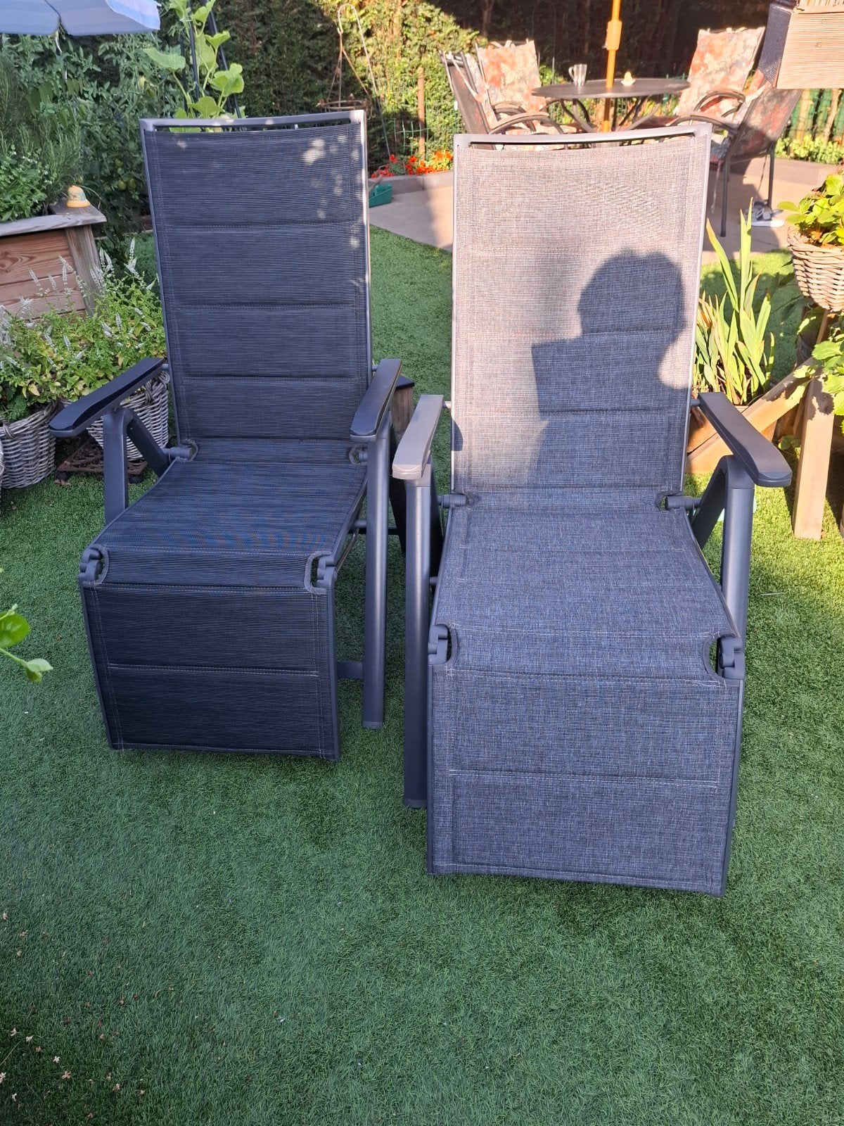 Relax tuinstoel met 6 standen grijs, Ophalen, Zo goed als nieuw, Aluminium