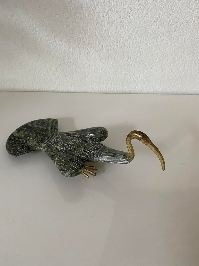 Vintage/retro beeldje, egyptische ibis, steen/koper, Ophalen