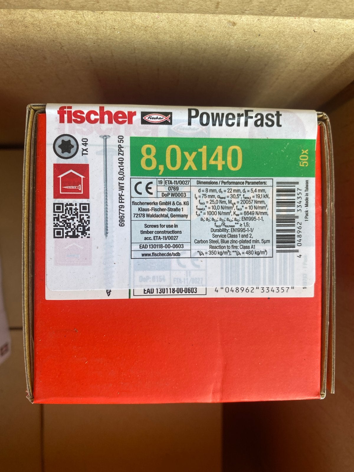 Nieuwe Fischer PowerFast Schroeven 8,0x140mm (50 stuks), Tuin en Terras, Onbekend, Nieuw, Ophalen of Verzenden, Onbekend