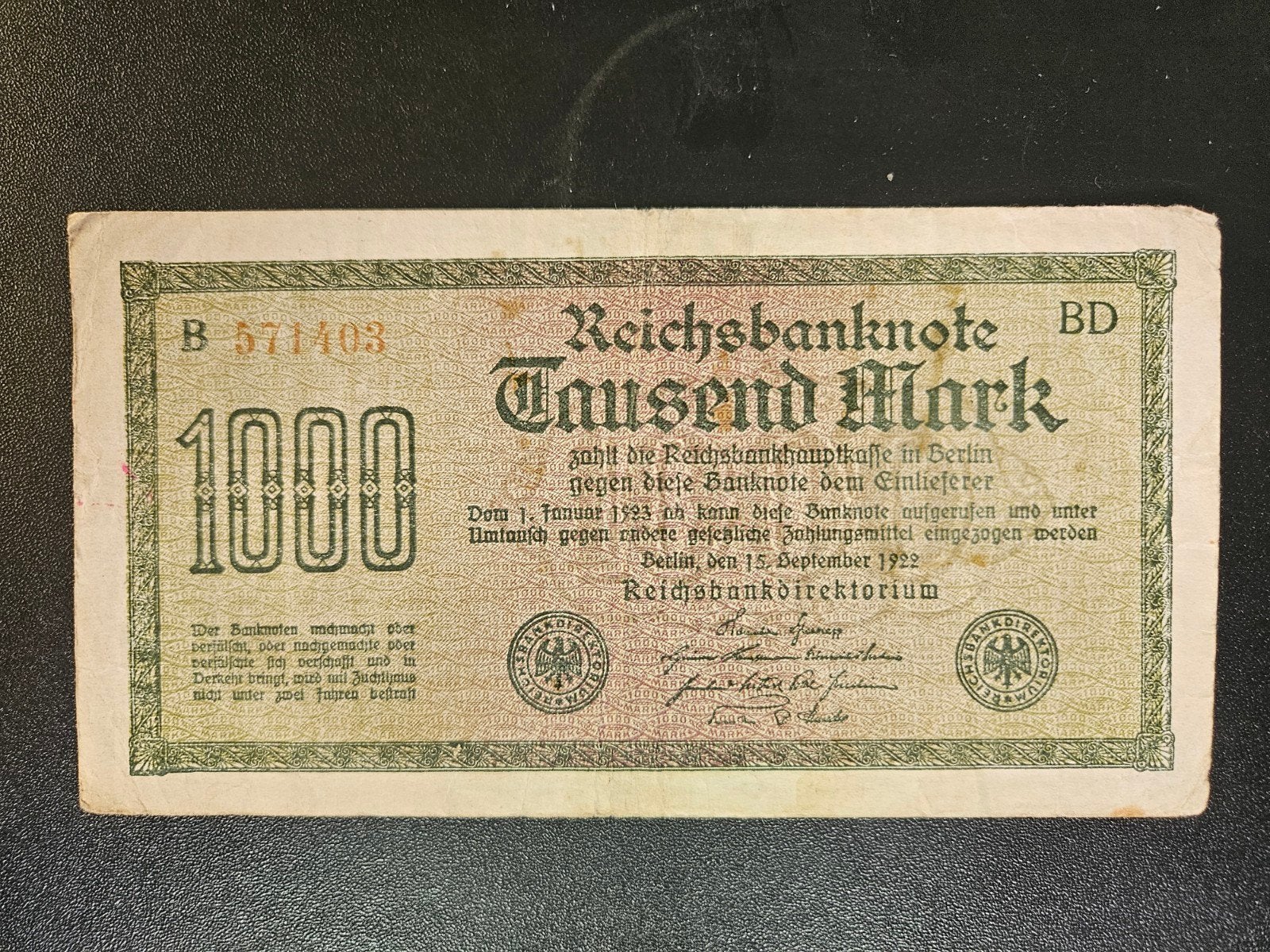 Duitsland pick 76c 1922, Verzenden, Duitsland, Los biljet