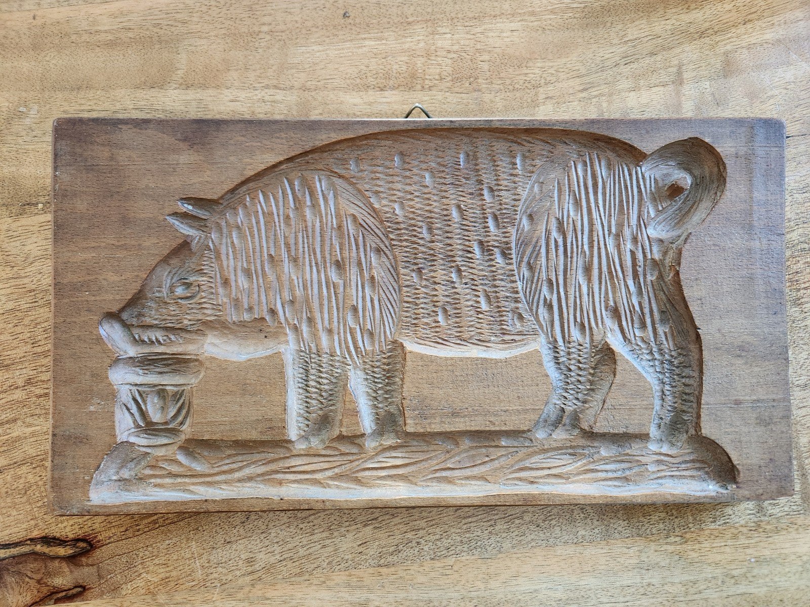 Antieke houten koekplank met varken, Ophalen of Verzenden