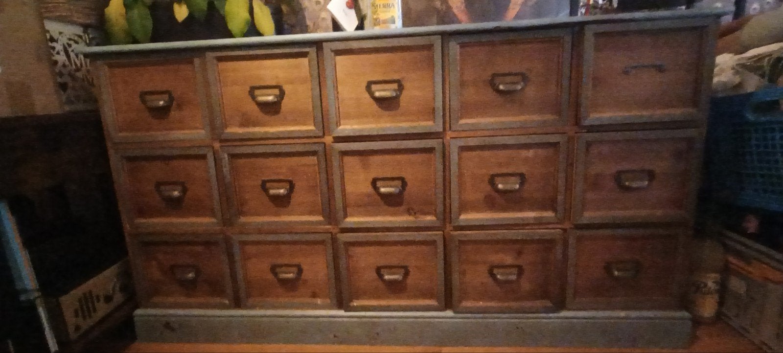 Apothekerskast met 15 laden - Natuurlijk/Blauw, Ophalen