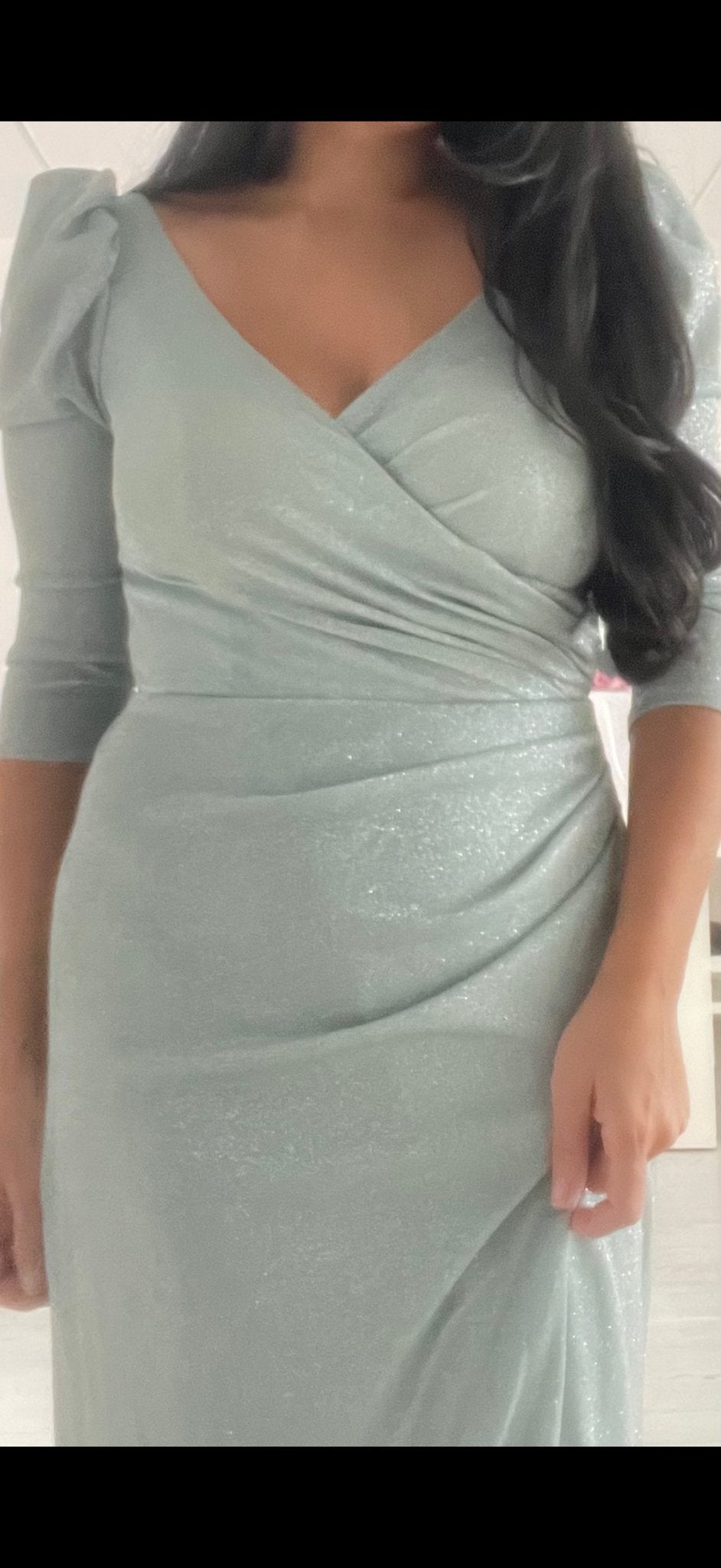 Elegante glitter maxi jurk met split, Maat 38/40 (M), Blauw, Ophalen of Verzenden, Zo goed als nieuw