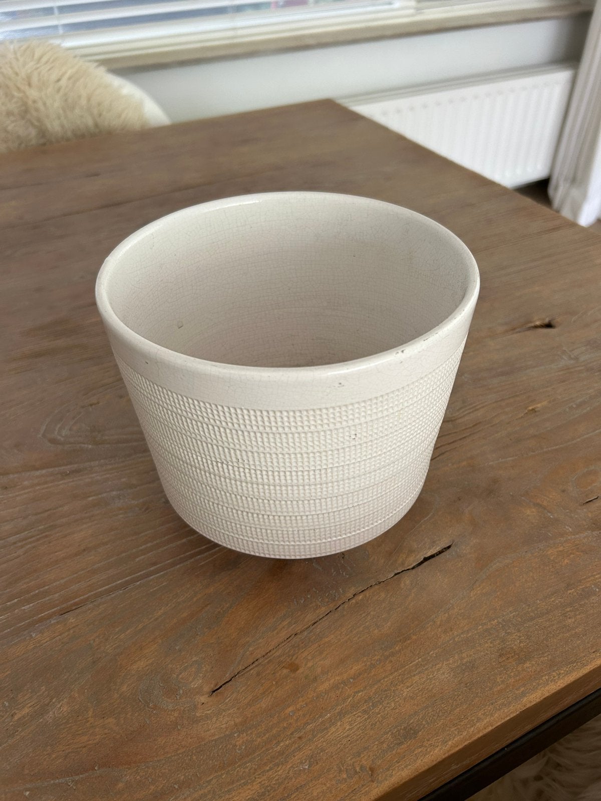 Witte Vintage XXL oude west Germany bloem plantenpot, Tuin en Terras, Bloempotten, Ophalen, Gebruikt, Rond, Binnen
