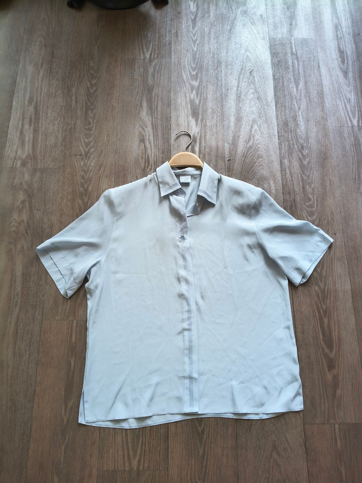 Canda Lichtblauwe Blouse Maat L met Korte Mouwen, Blauw, Maat 42/44 (L), Ophalen of Verzenden, Gedragen
