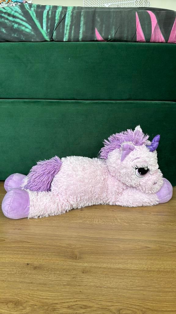 Paarse unicorn knuffel, groot, 45x20cm, Paars, Overige karakters, Ophalen of Verzenden, Zo goed als nieuw