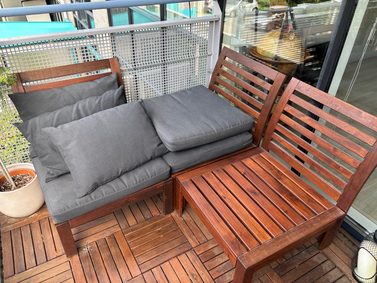 Nammaro houten lounge set, Tuin en Terras, 3 zitplaatsen, Ophalen of Verzenden, Zo goed als nieuw, Loungeset