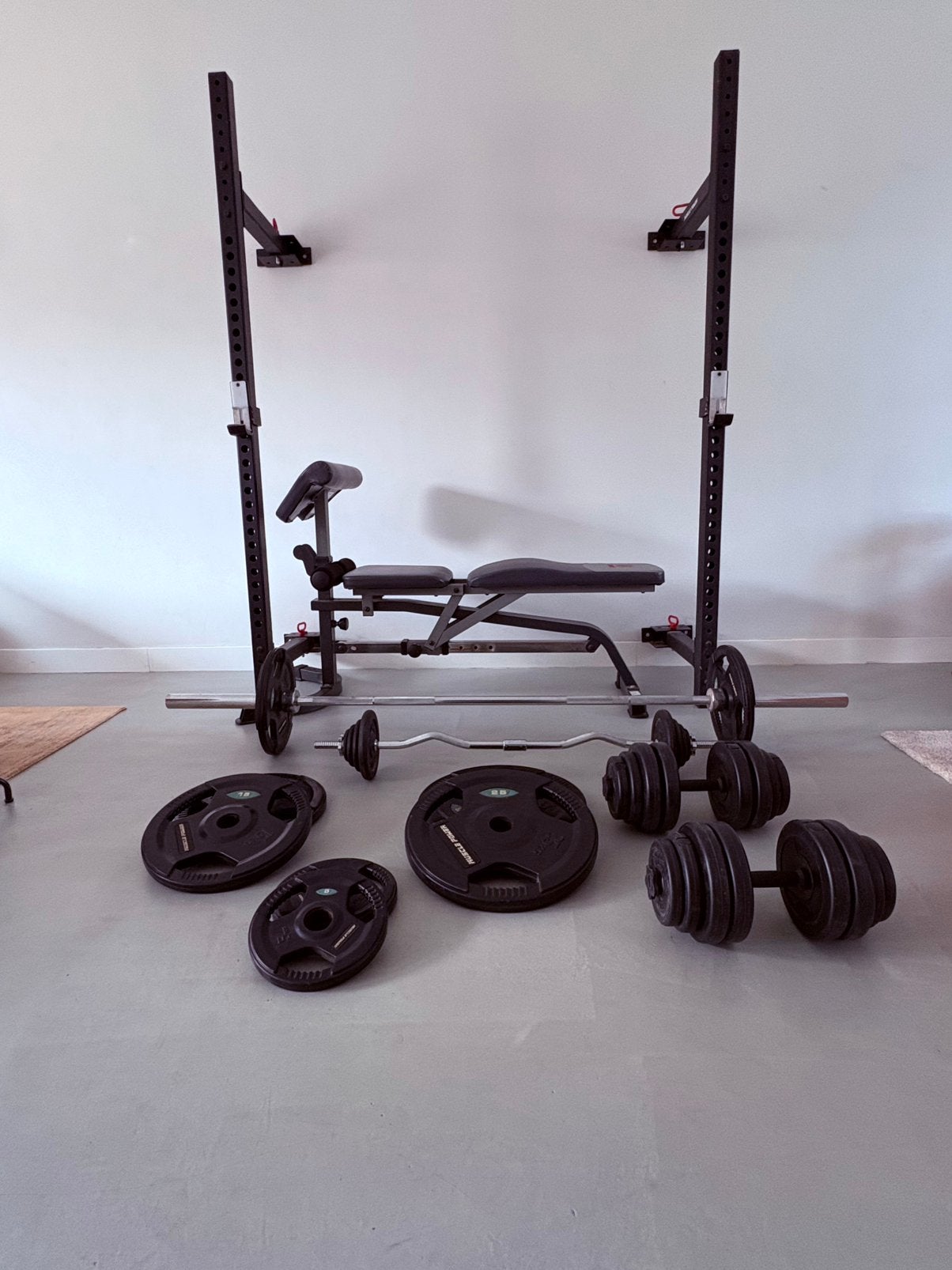 Muscle power squad rek met veel toebehoren., Ophalen, Gebruikt, Benen