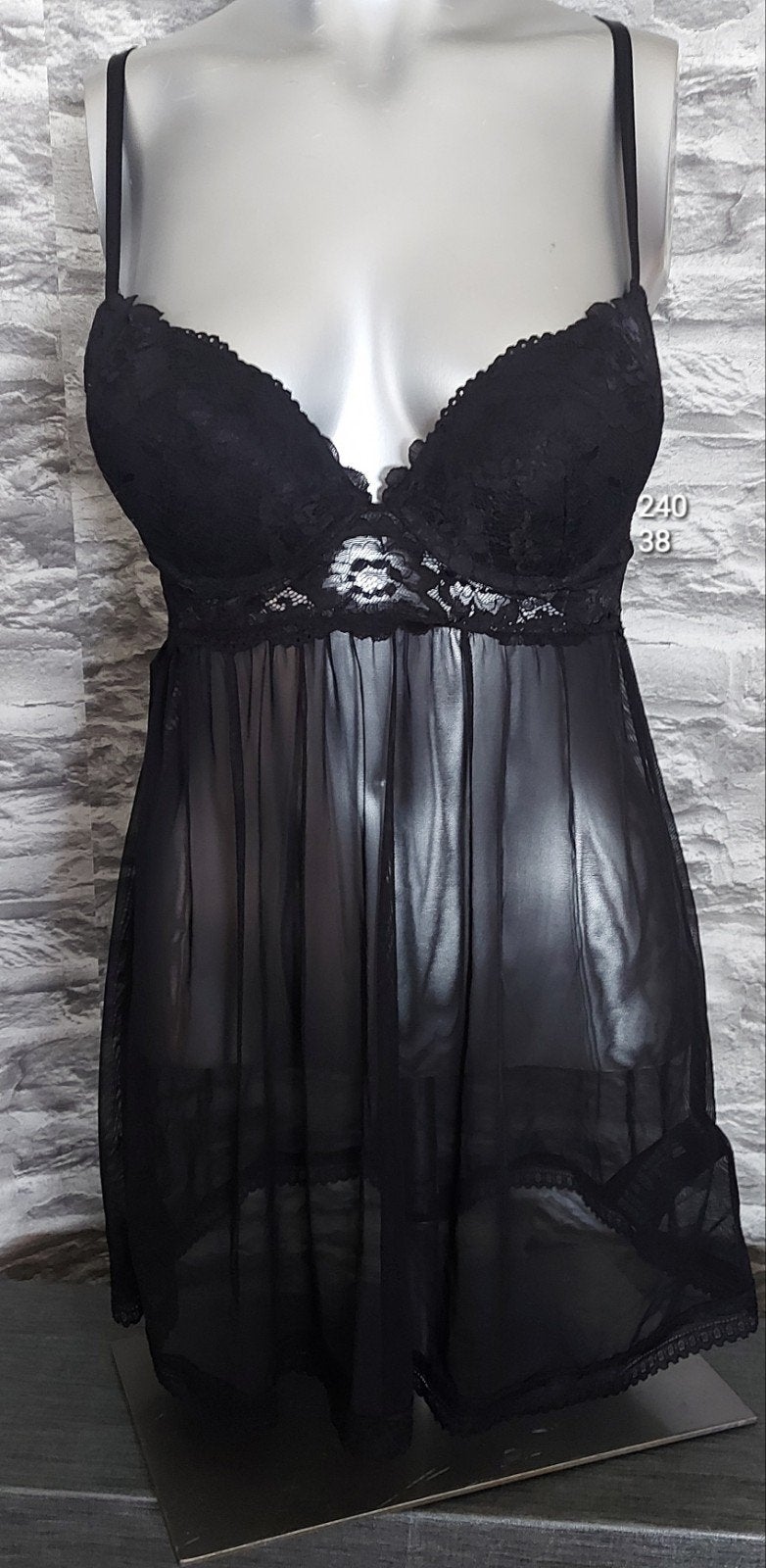 Sexy Zwarte babydoll  met kant 38, Ophalen of Verzenden, Zwart, Nachtkleding