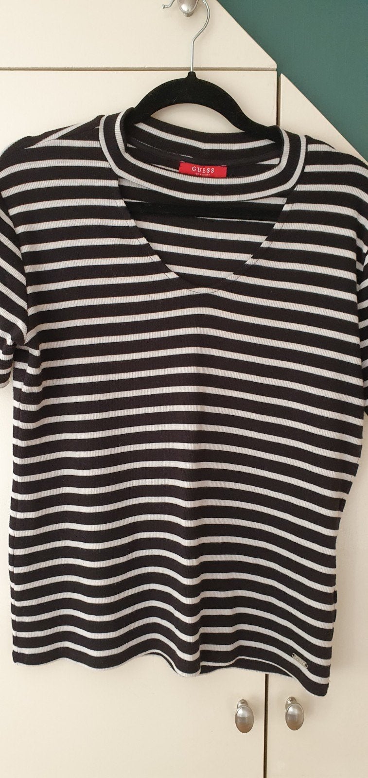 GUESS TSHIRT...zwart/creme gestreept...MAAT XL....NIEUWSTAAT, Kleding | Dames, Zwart, Maat 46/48 (XL) of groter, Ophalen of Verzenden