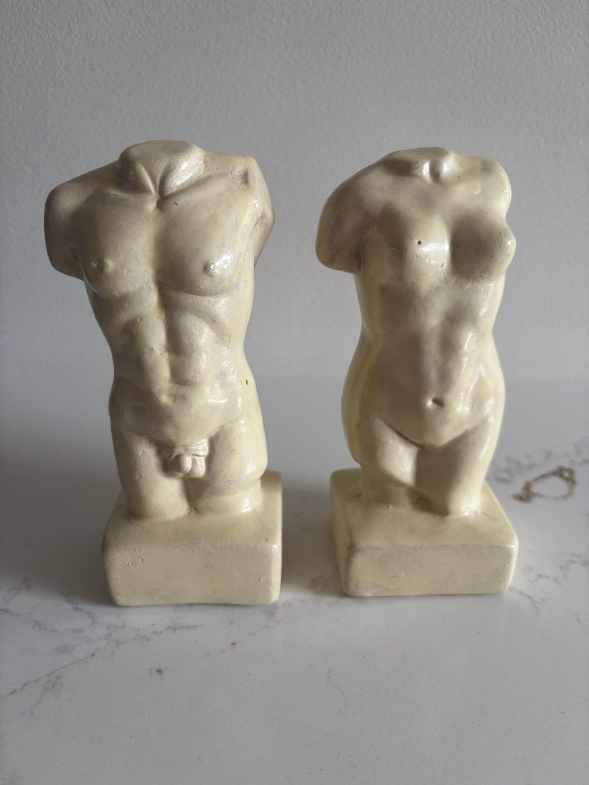 Decoratieve Torso Beelden - Man en Vrouw, Minder dan 20 cm, Gips, Ophalen of Verzenden, Handgemaakt