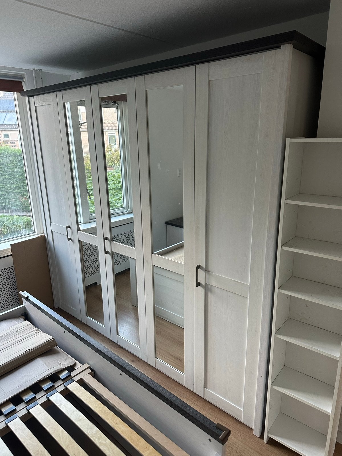 Complete slaapkamer: tweepersoonsbed, kasten, nachtkastjes, Ophalen of Verzenden, Gebruikt, Tweepersoons