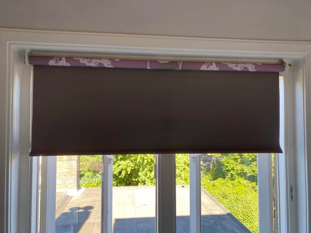 Rolgordijn 120cm breed - Verduisterend, Ophalen of Verzenden, Gebruikt, Bruin, 100 tot 150 cm