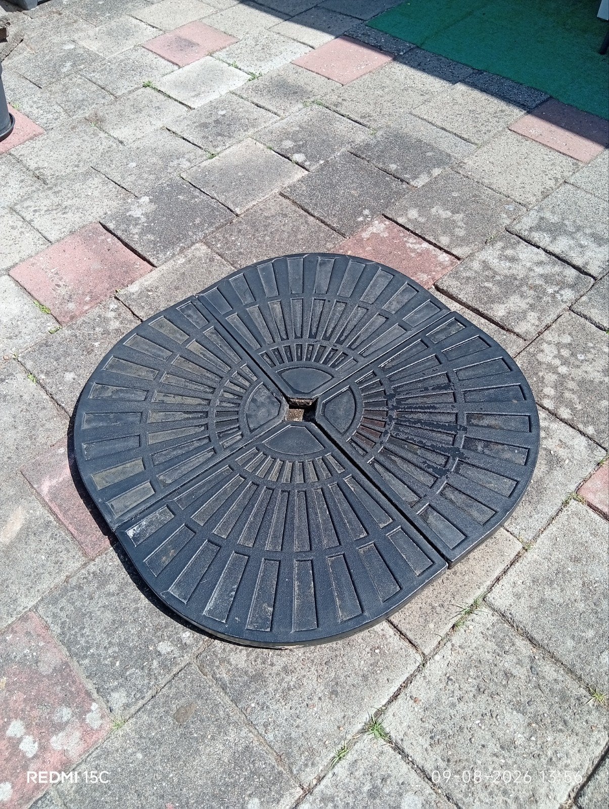 Parasolvoet verzwaringstegels 4-delig,zwart, Tuin en Terras, Parasols, Ophalen, Gebruikt, 1 tot 2 meter, Parasolvoet