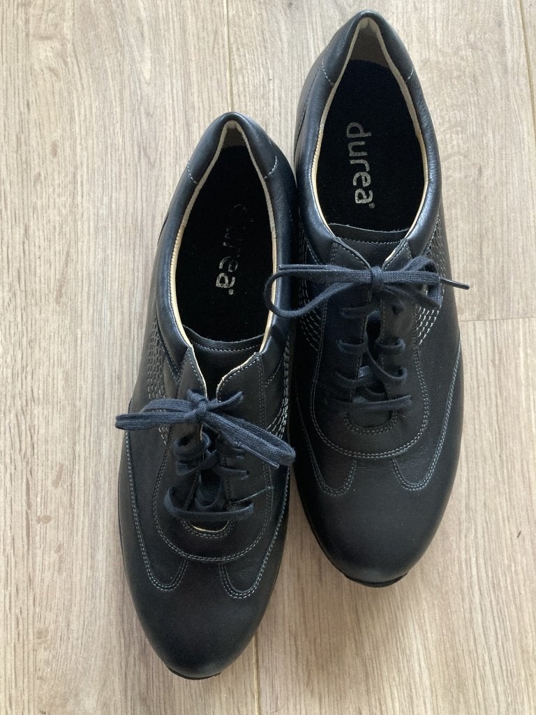 Nieuw, zwart leren sneakers/veterschoenen - Durea, Kleding | Dames, Durea, Schoenen met lage hakken, Zwart, Nieuw