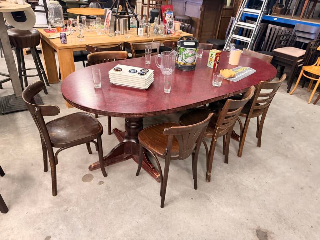 Ovale stamtafel 220x110 eettafel tafel cafe bar mancave, Gebruikt, 100 tot 150 cm, 200 cm of meer, Ophalen of Verzenden