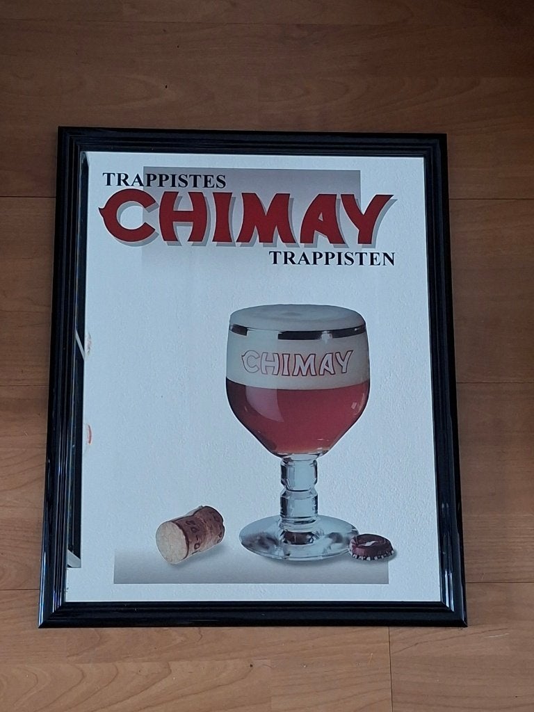 Chimay bier trappisten spiegel oudje gaaf 40 x 50 cm, Ophalen of Verzenden, Zo goed als nieuw, Reclamebord, Plaat of Schild, Overige merken