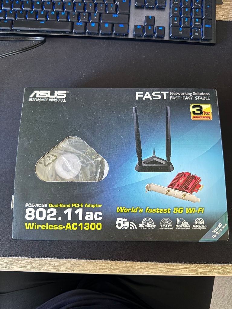 ASUS PCE-AC56 Dual-Band WiFi AC1300 PCIe Adapter, Computers en Software, Ophalen of Verzenden, Zo goed als nieuw, Extern, ASUS
