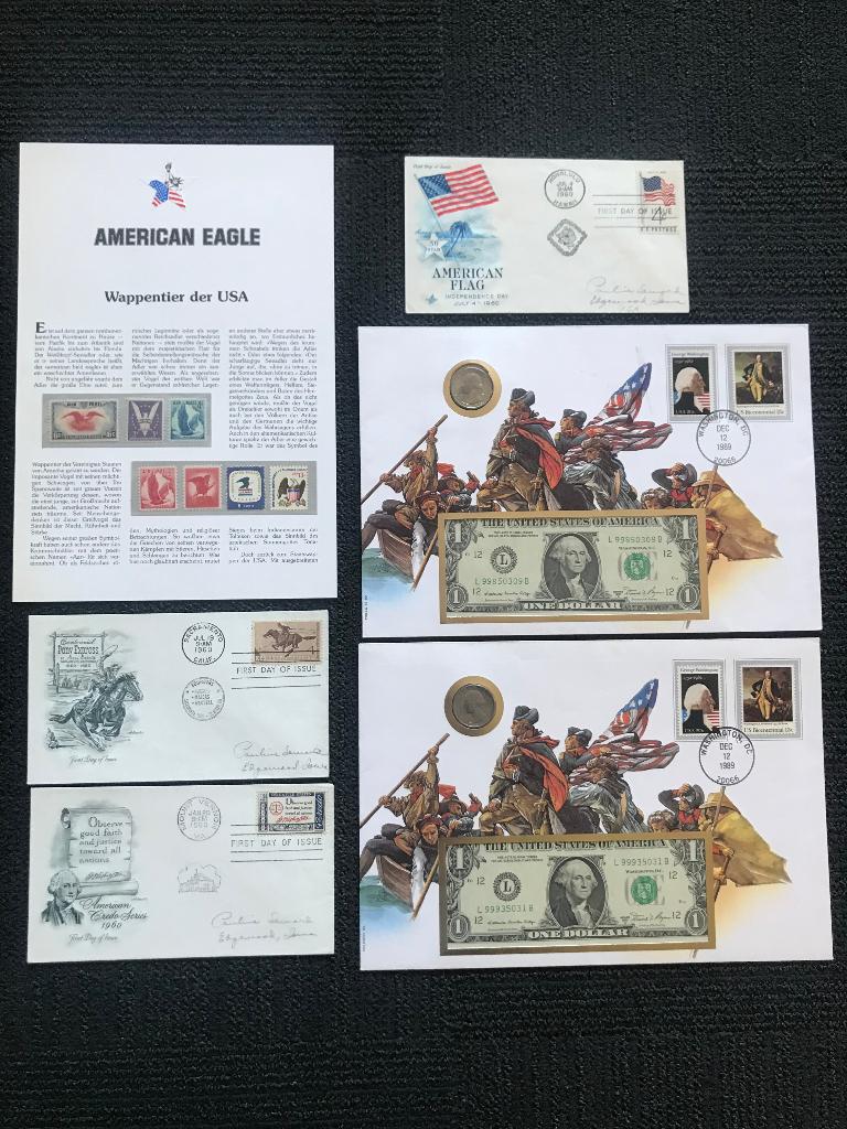 USA collectors item A4 envelop met biljet munt zegel stempel, Ophalen of Verzenden, Noord-Amerika, Setje
