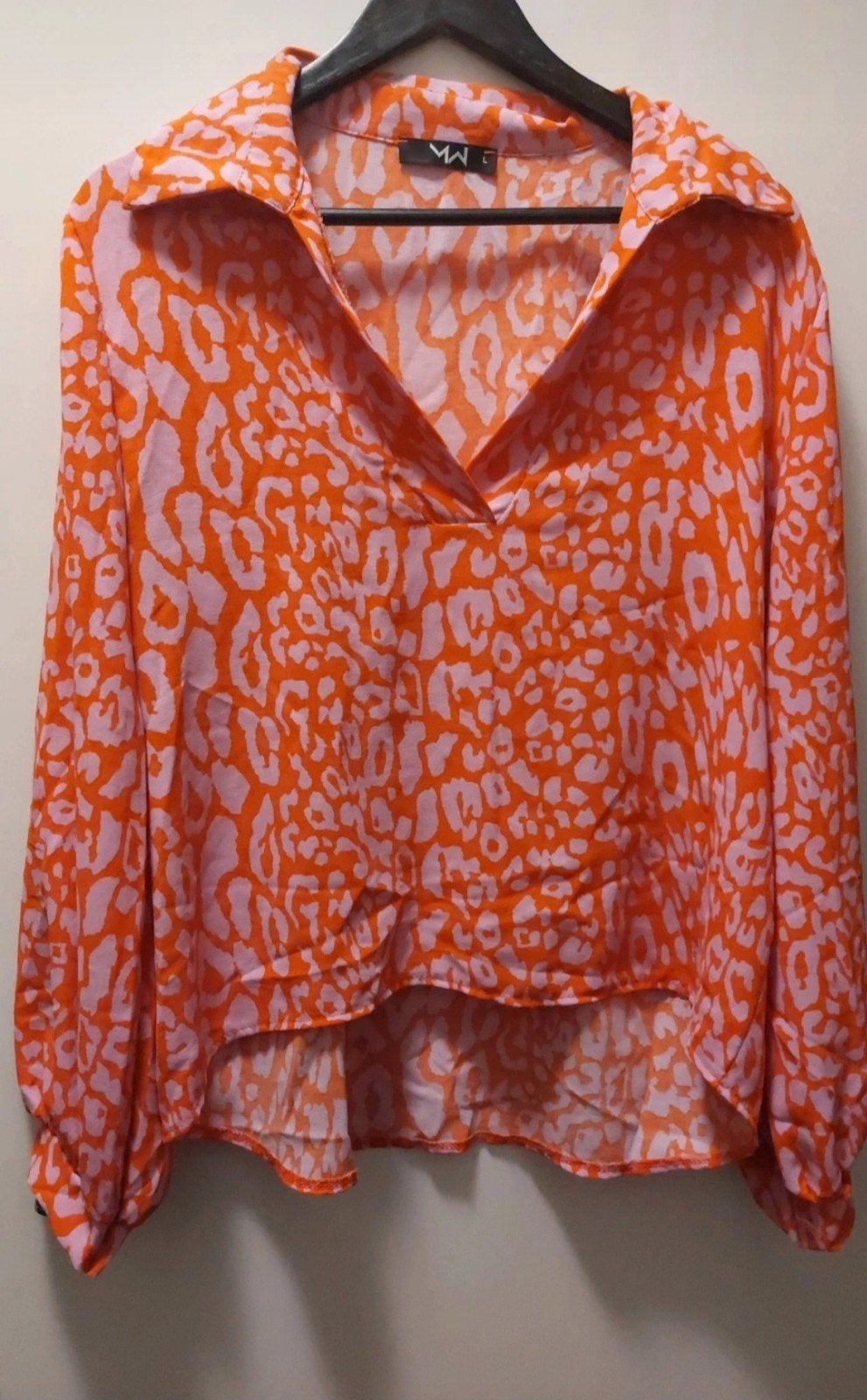 most wanted jolie Blouse met panterprint - Oranje/Roze - Maa, Kleding | Dames, Maat 42/44 (L), MW, Oranje, Ophalen of Verzenden