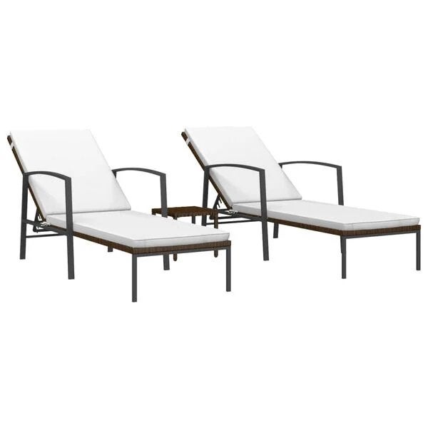 2x Ligbed met tafel poly rattan bruin -nieuw in doos-, Ophalen of Verzenden, Nieuw, Wicker, Verstelbaar