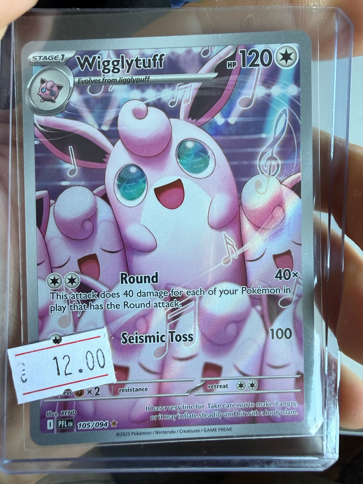 Wigglytuff Pokémon Kaart - 105/094 PFL EN, Ophalen of Verzenden, Zo goed als nieuw, Losse kaart