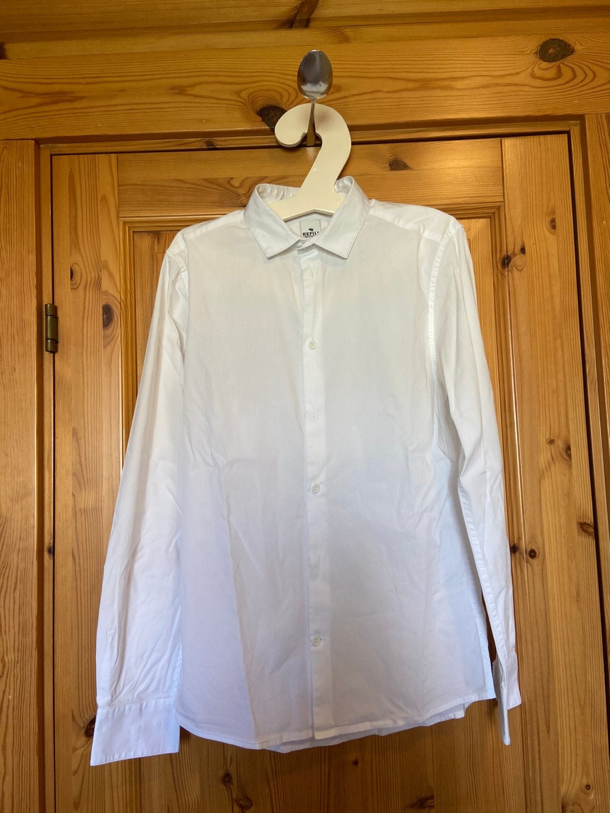 Overhemd blouse wit Refill S regular, Ophalen of Verzenden, Zo goed als nieuw, Wit, Halswijdte 38 (S) of kleiner