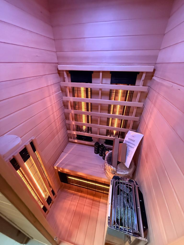 Combi Sauna (Infrarood + Fins) - GRATIS BEZORGD + GEMONTEERD, Ophalen of Verzenden, Zo goed als nieuw, Fins of Traditioneel, Complete sauna