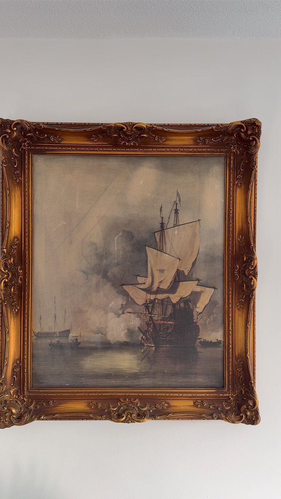 Zee slag mooi schilderij. Gesineerd, Antiek en Kunst, Ophalen