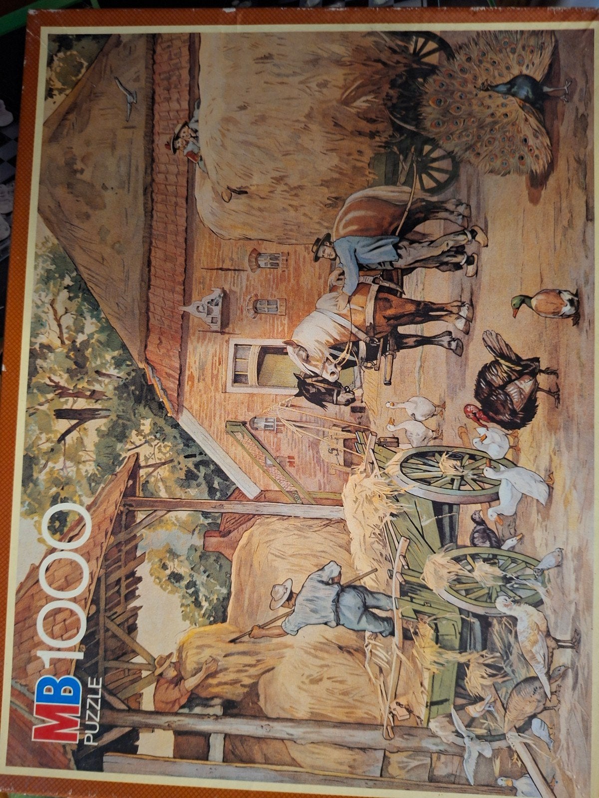 MB 1000 Stukjes Puzzel - Boerderijtafereel nieuw, Ophalen of Verzenden, Meer dan 50 stukjes, Gebruikt, 6 jaar of ouder