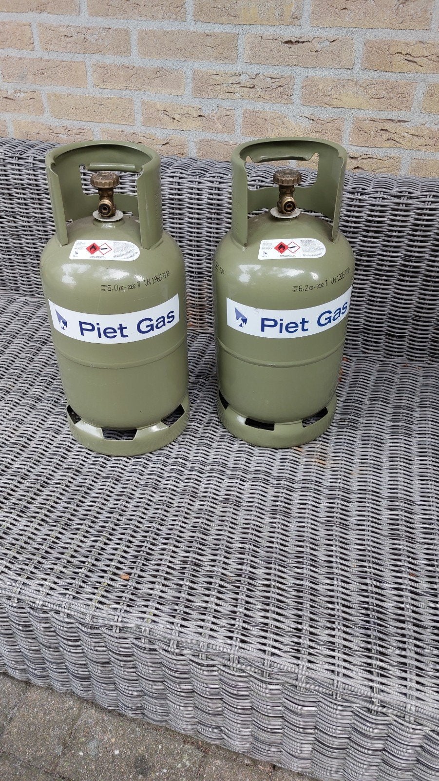 2x Piet Gas gasfles 6 kg, Ophalen, Gebruikt