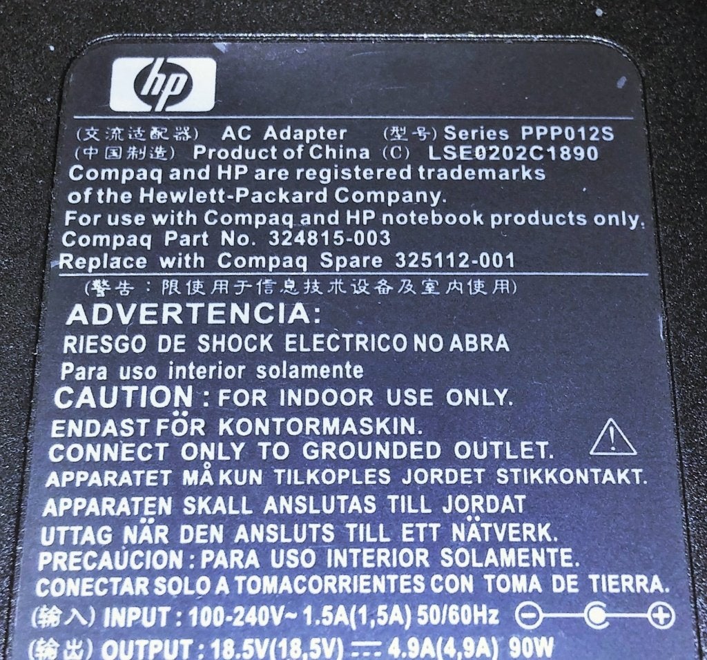 Compaq PPP012S HP PA-1900-05C2 18.5V 4.9A 90W Adapter Lader, Ophalen of Verzenden, Zo goed als nieuw, HP/Compaq
