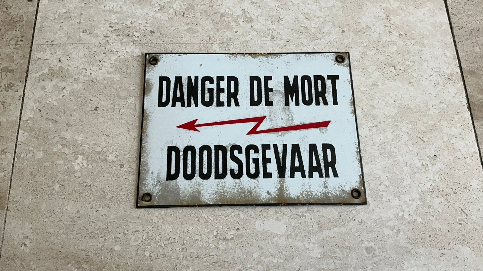 Emaille DOODSGEVAAR, Ophalen of Verzenden, Gebruikt, Reclamebord