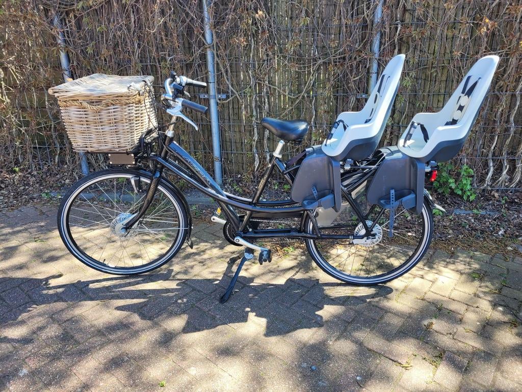 Azor tweelingfiets met ondersteuning zgn., Elektrisch, Zo goed als nieuw, 2 kinderen, Trommelrem