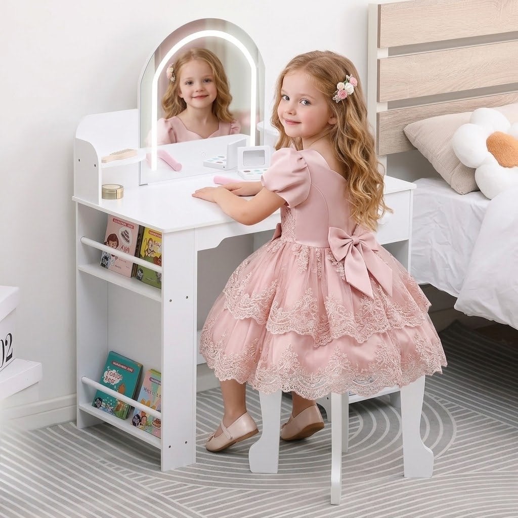 Kaptafel voor kinderen met spiegel en krukje, Verzenden, Nieuw, Tafel(s) en Stoel(en)