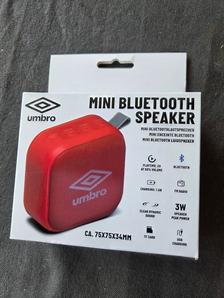 Umbro Mini Bluetooth Speaker Rood - Compact en Draagbaar, Overige merken, Overige typen, Nieuw, Ophalen of Verzenden
