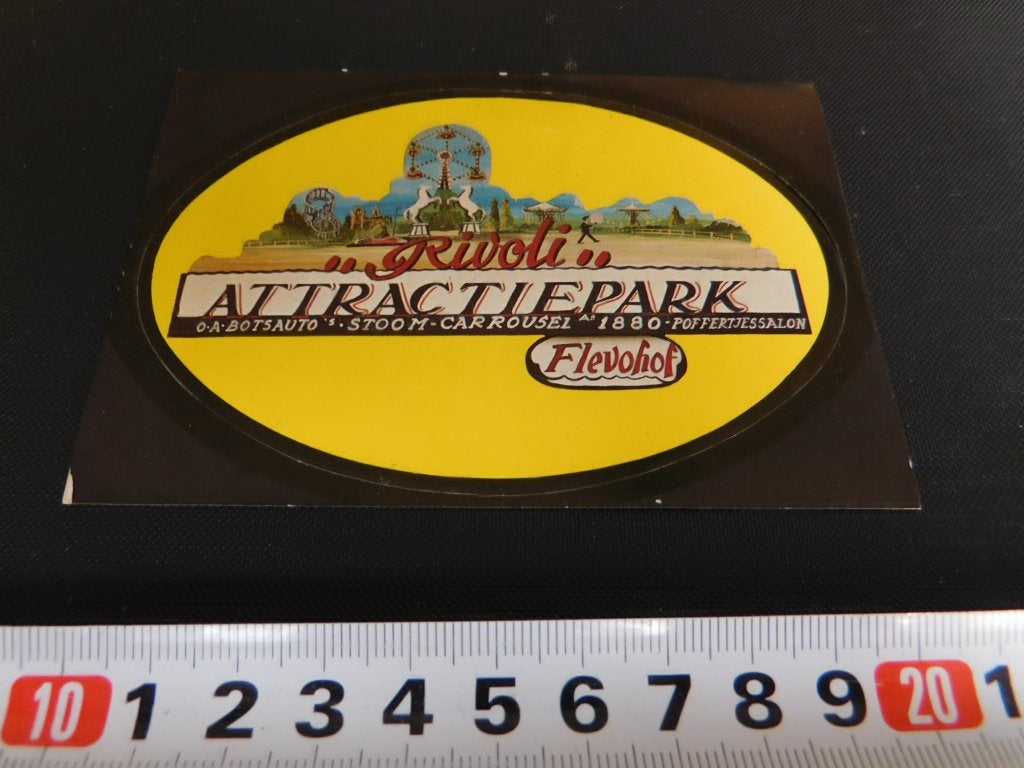 sticker attractiepark flevohof rivoli botsauto's poffertjes, Verzamelen, Ophalen, Zo goed als nieuw