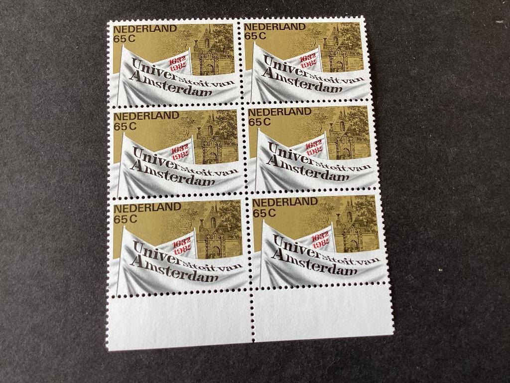 1982, Universiteit Amsterdam, 1260/ blok met 6 zegels, Postzegels en Munten, Postzegels | Nederland, Verzenden, Na 1940, Postfris