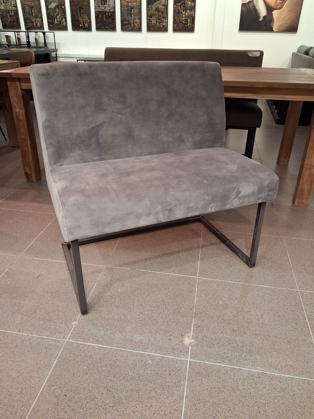 nieuwe eetkamerbank 90cm adore velvet grijs €245, Ophalen, Twee, ., Nieuw