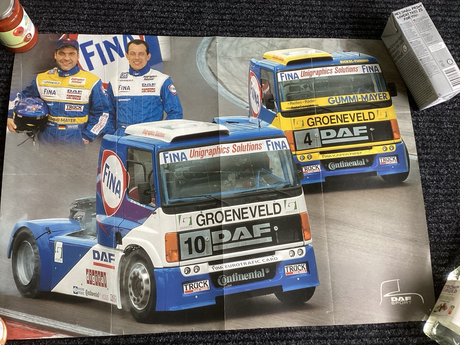 DAF Fina Racing Team 1996 Poster 81x59 cm, Ophalen of Verzenden, Gelezen, Overige merken