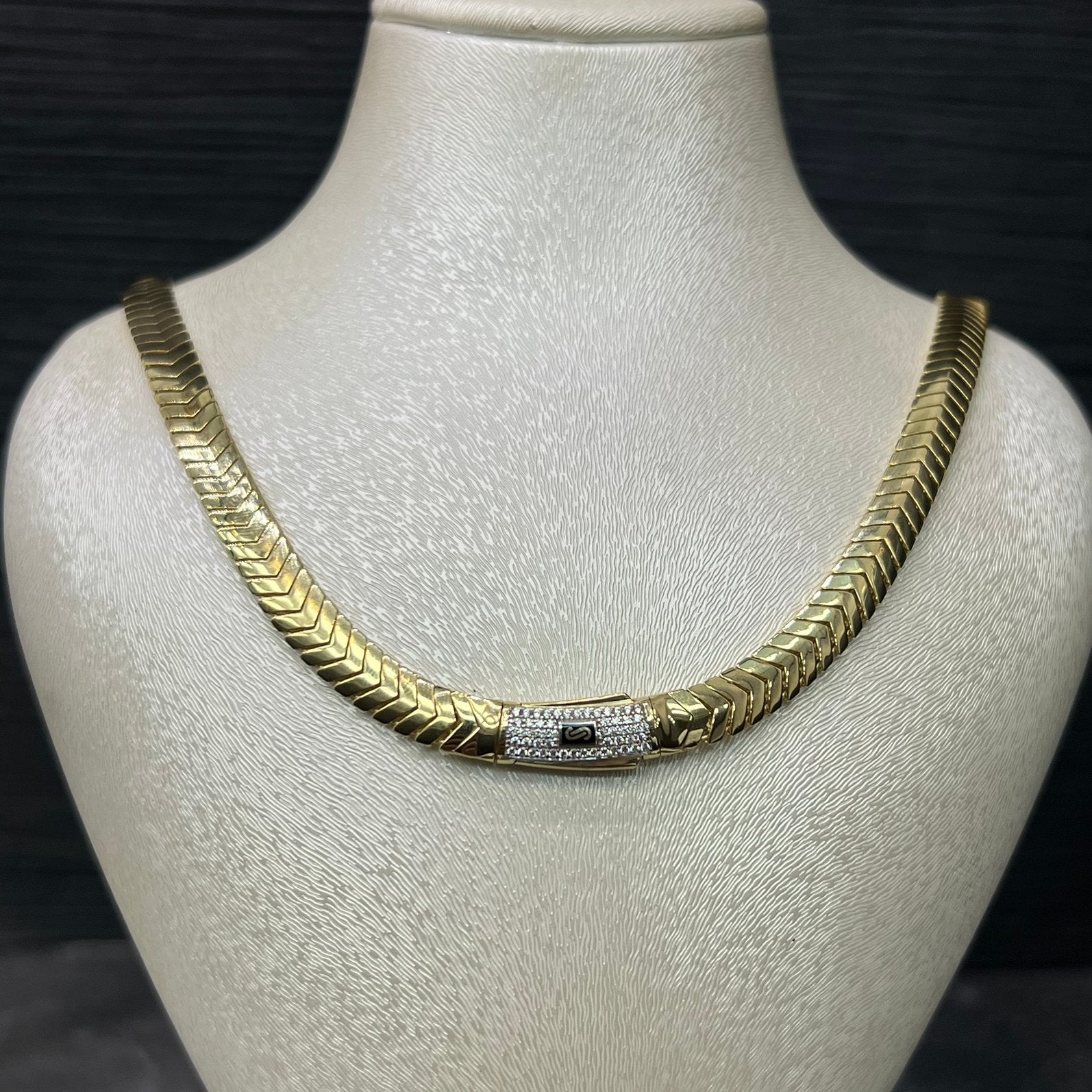 18 karaat gouden ketting collier prachtig model monaco chain, Ophalen of Verzenden, Nieuw, Goud