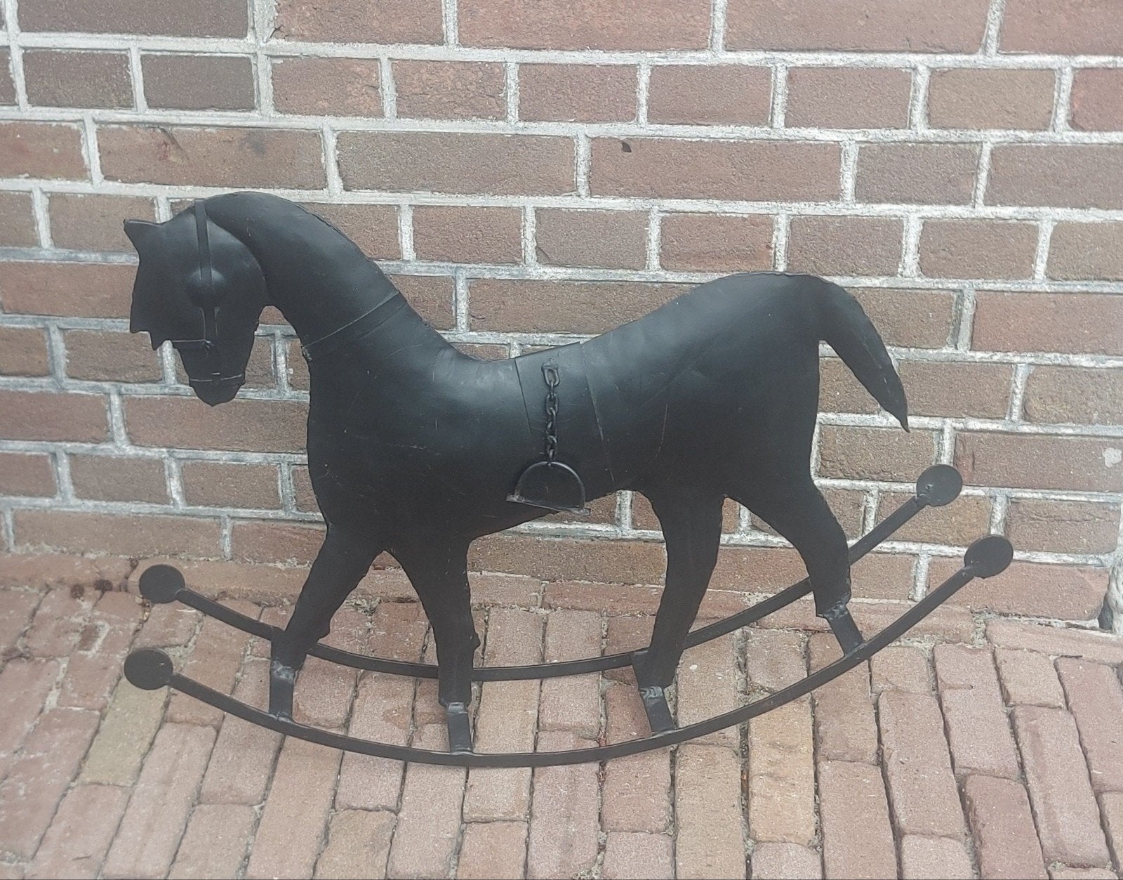 Zwart Metalen  Decoratief Schommelpaardje, Huis en Inrichting, Ophalen, Gebruikt, Metaal