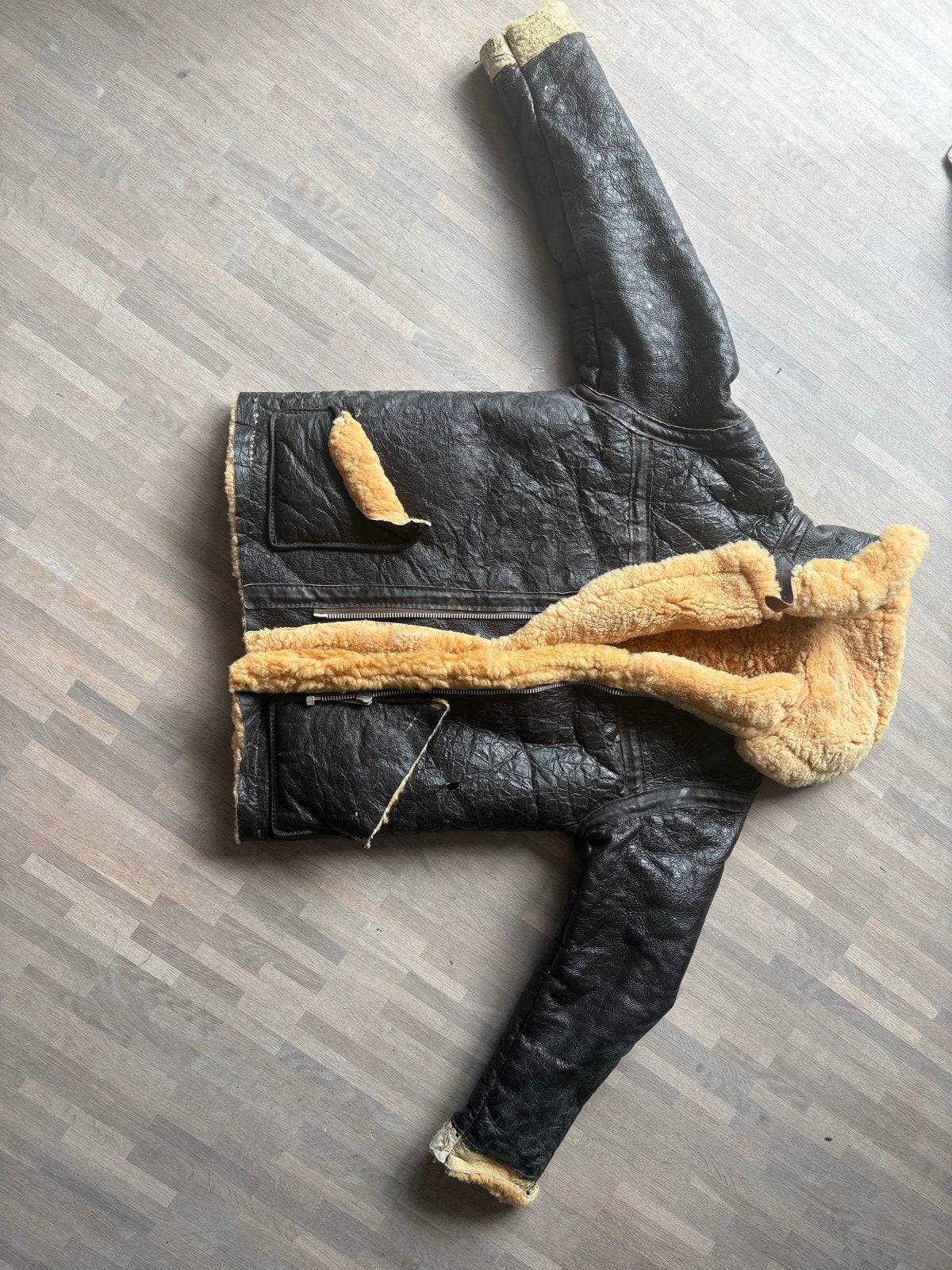 Vintage B3 Shearling Leren Pilotenjas, Kleding | Dames, Jassen | Winter, Ophalen of Verzenden, Gedragen, Maat 46/48 (XL) of groter