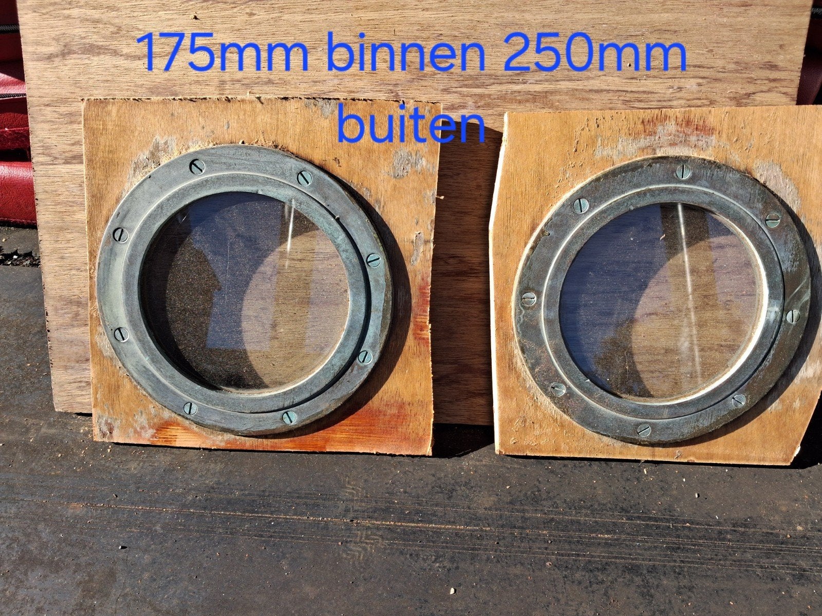 Set van 2 scheepsramen / patrijspoorten (175mm/250mm), Watersport en Boten, Ophalen, Gebruikt, Overige typen