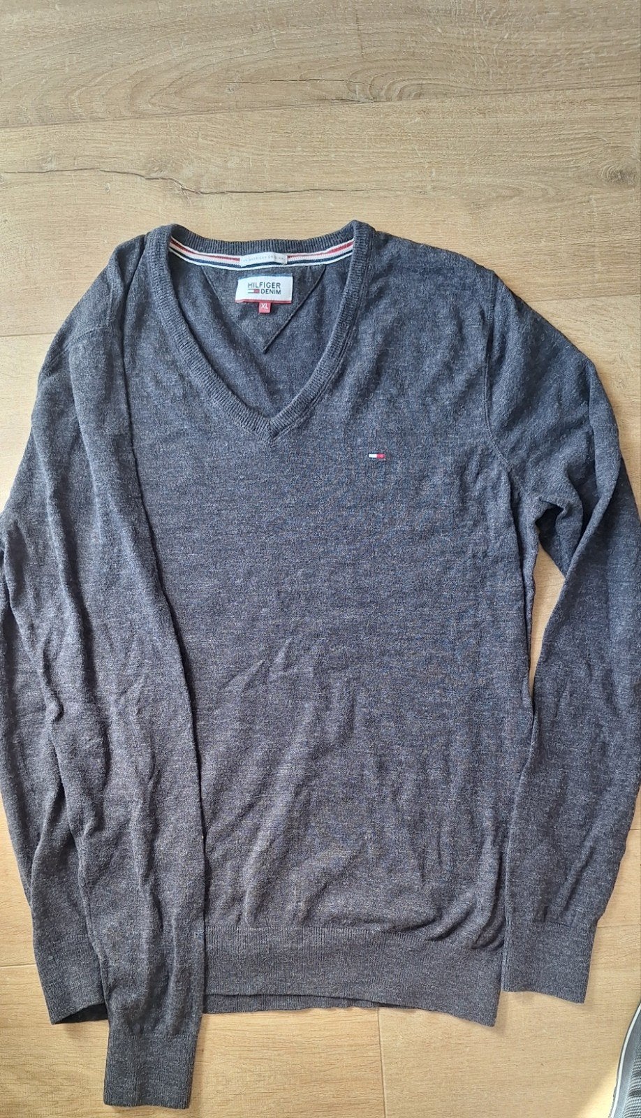 Tommy Hilfiger Denim V-hals trui XL, Kleding | Heren, Truien en Vesten, Maat 56/58 (XL), Ophalen of Verzenden, Grijs, Gedragen