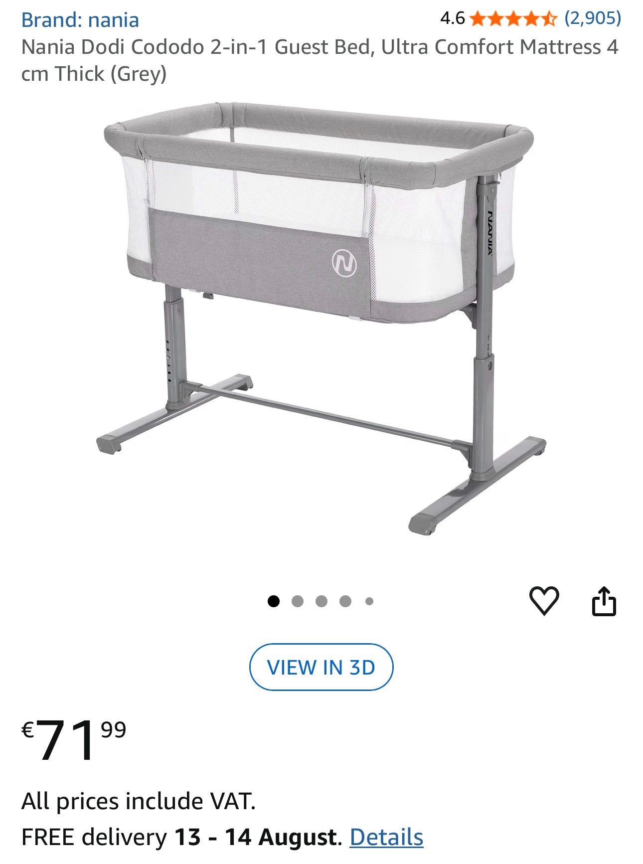 Bedside bassinet, Ophalen, Nieuw