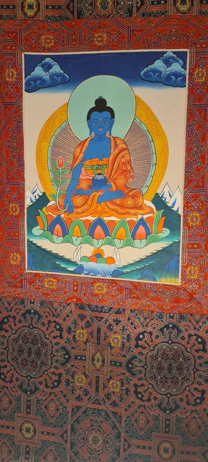 Originele handgeschilderde Tibetaanse Thangka - 100x70cm, Ophalen of Verzenden