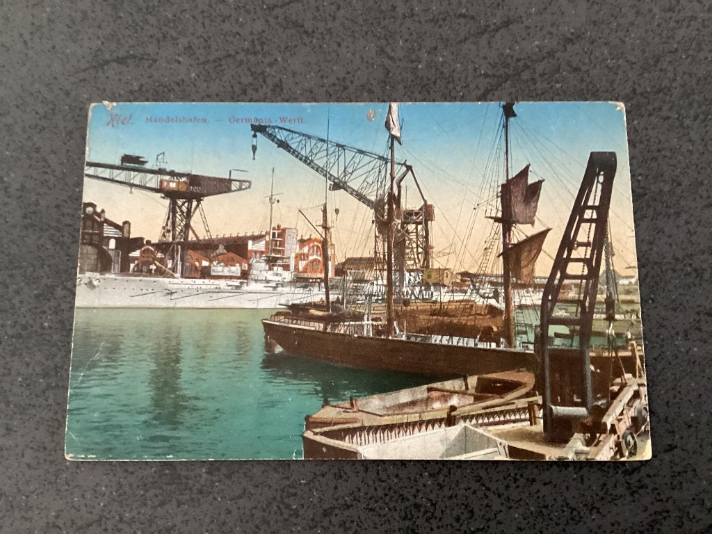 Kiel. Scheepswerf. .  Duitsland., Ophalen of Verzenden, 1920 tot 1940, Gelopen, Duitsland