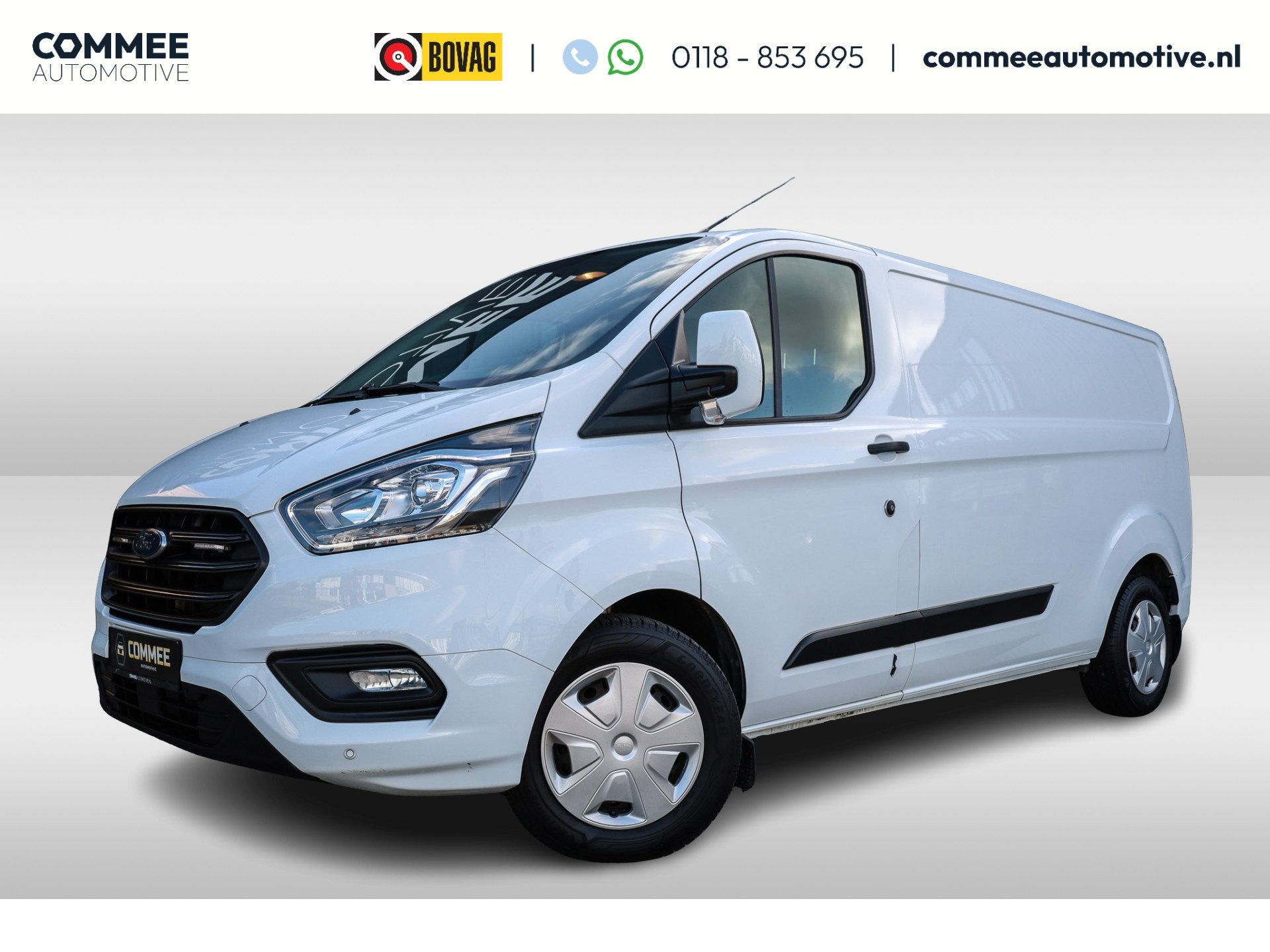 Ford Transit Custom 300 2.0 TDCI L2H1 Trend Sortimo inrichti, Stof, Zwart, 4 cilinders, Wit